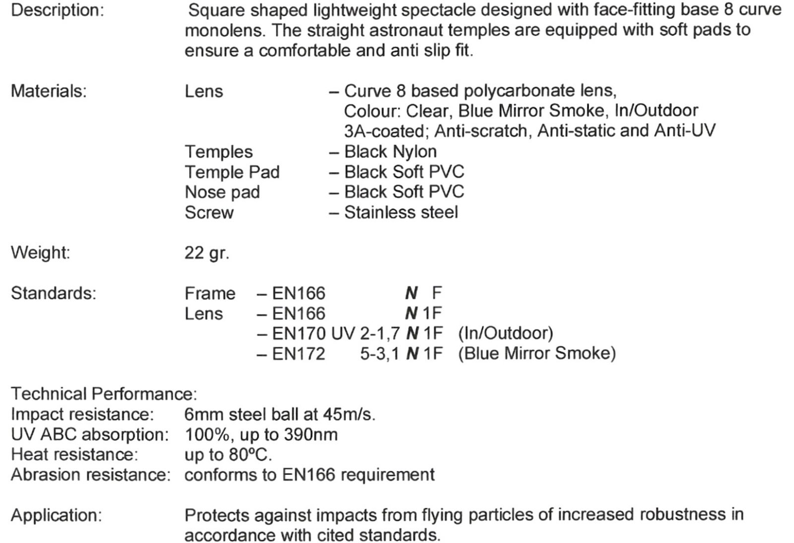 משקפי הגנה HONEYWELL SECURITY T2400
